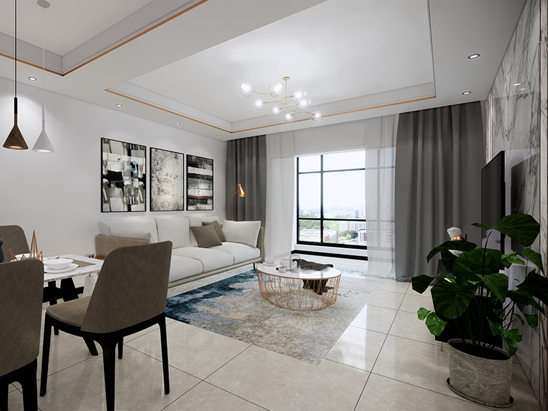 鄭州東香書苑151平三居室輕奢風(fēng)格裝修 室內(nèi)裝修設(shè)計(jì)效果圖