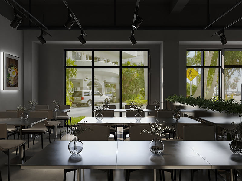 215㎡青島萬象城商業(yè)裝修實(shí)拍 西餐店北歐風(fēng)格 裝修設(shè)計全包